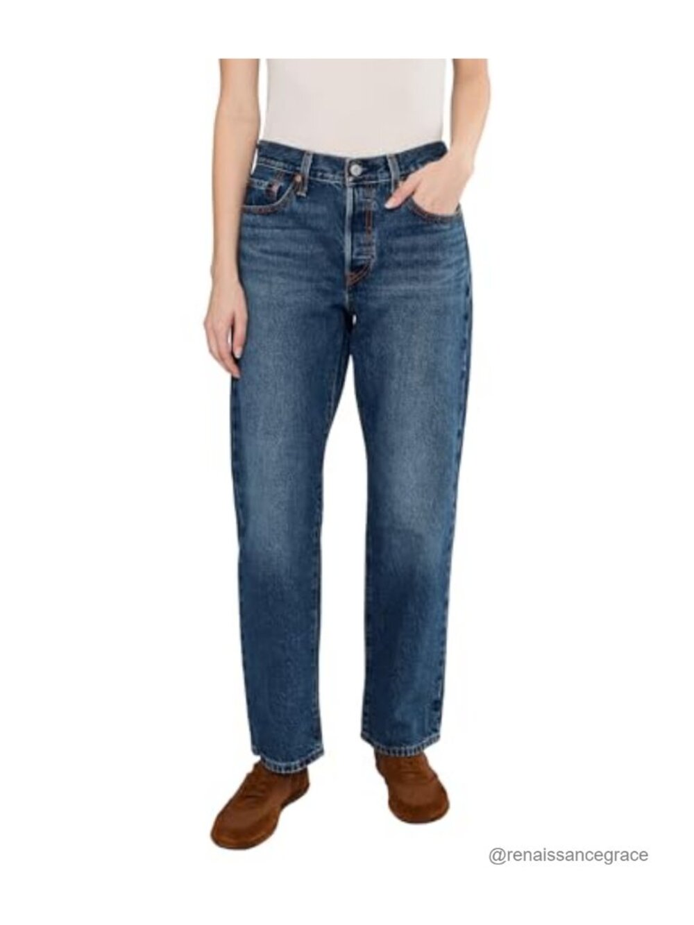Women's 501 '90s Mid Rise Loose Fit Straight Leg 100% Cotton Jeans